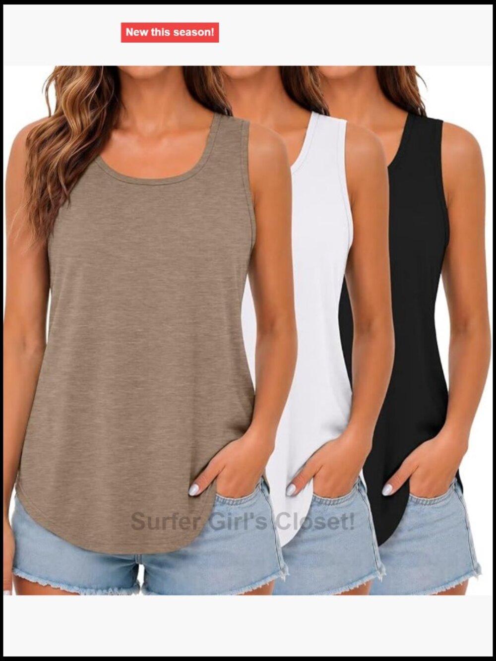 3 Pack Women's Tank Tops Sleeveless Scoop Neck Soft Stretch Summer Basic Shirts